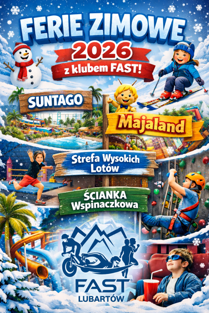 plakat ferie zimowe z klubem fast 2026